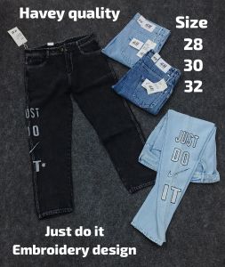 Unisex Just Do IT Print Denim Jeans