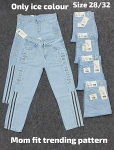 Unisex Ice Blue Mom Fit Denim Jeans