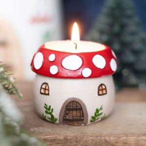 Mushroom and Hut Shape Diwali Ceramic Candle Holder