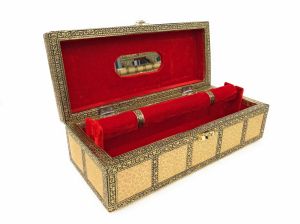 Navrang Handcrafted Wooden Jewellery Gift Box, Color : Golden