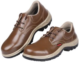 Buffalo Leather PU Karam Safety Shoes, Color : Brown
