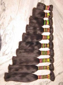 Non Remy Double Drawn Black Hair