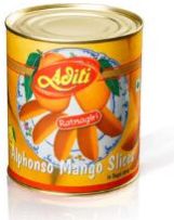 Alphonso Mango Slices in Syrup, Packaging Type : 850 Gm