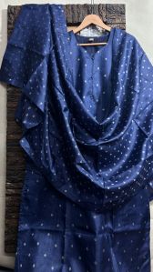 Ladies Printed Tussar Silk Kurti Set Straight