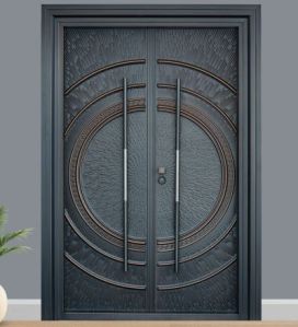 2350X1500 Mm Designer Black and Brown Steel Entrance Door
