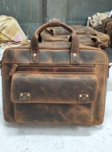 Handmade Leather Briefcase 16, Packaging Type : Brown