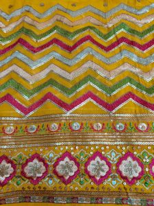 Haldi Outfit Georgette Sequence Embroidery Fabrics, Color : Yellow