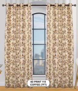 4d Print 115 Coffee Luxurious Light Window Curtains