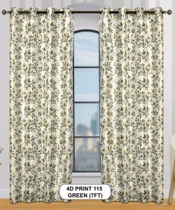 4d Print Green Luxurious Light Window Curtains