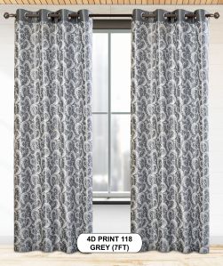 4d Print 118 Grey Luxurious Light Window Curtains