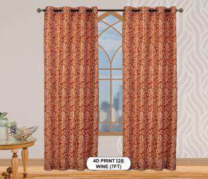 4d Print 128 Wine Luxurious light-filtering Window Curtains