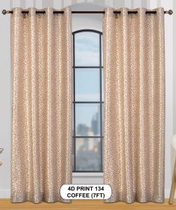 4d Print 134 Coffee Luxurious Light Window Curtains