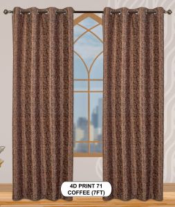 4d Print 71 Coffee Luxurious Light Window Curtains