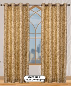 4d Print 71 Cream Coffee Luxurious Light Window Curtains