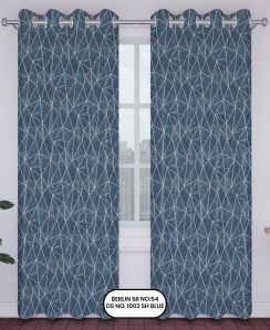 Berlin Blue Jacquard Woven Curtains