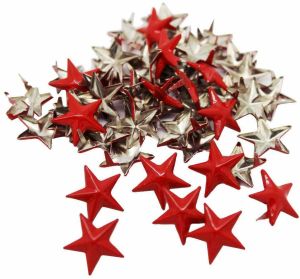 Metal Red Silver Star Stud