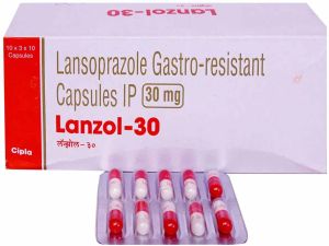 Lanzol 30mg Lansoprazole Capsule, Packaging Type : Box
