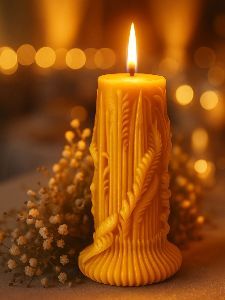 Glossy Beeswax Plain Amber Ambrace Scented Candles, Color : Orange