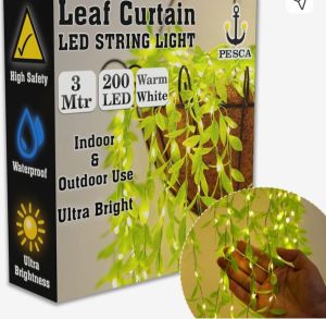 Leaf Curtain LED String Light, Color : Blue, Green, Warm
