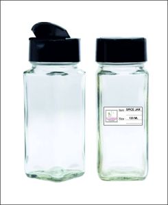 Glass Np 120 Ml Sq Spice Jar, Color : Transparent