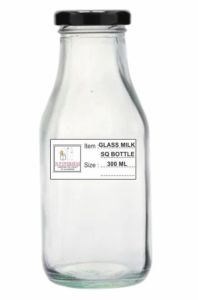 300 Ml Sq  Glass Milk Bottle