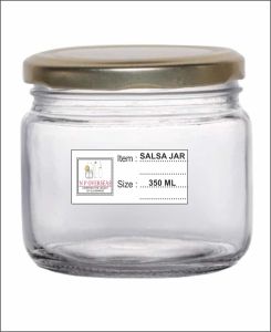 350 Ml Salsa Glass Jar, Color : Transparent, Cap Material : Metal