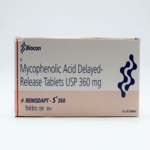 Renodapt S 360 Mycophenolate Sodium Tablet, Color : White