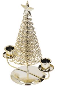 Non Polished Metal Christmas Tree Candle Holder Free Size
