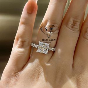 Center Diamond Princess Shape And Size Stone Round Shape Diamond Wedding Wear Diamond Ring For Women