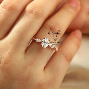 Women Oval Marquise Round Shapes Minimalist Diamond Ring