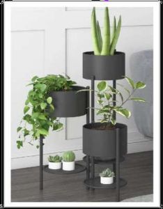 Black Vertical Stack Iron Planter Stand