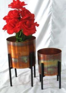 Copper Bronze Duo Cylindrical Iron Planter Stand