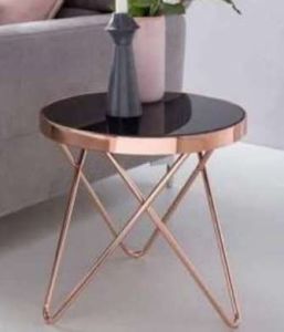 Golden Crisscross Leg Frame Black Top Side Table