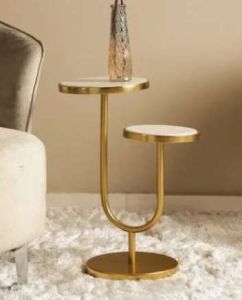 Golden Curved Frame Dual Surface Side Table