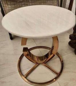 Golden Curved Ring Frame White Top Side Table