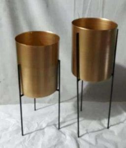 Golden Glow Cylindrical Iron Planter Stand