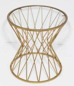 Golden Hourglass Crisscross Base Side Table