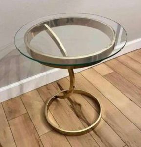 Golden Loop Frame Glass Top Side Table