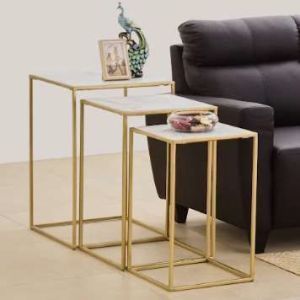 Golden Rectangular Frame Side Table