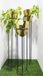 Golden Rise Cylindrical Iron Planter Stand