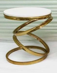 Golden Spiral Base Round Top Side Table