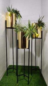 Golden Tier Cylindrical Iron Planter Stand