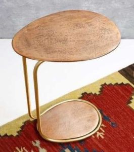 Golden Twin Rod Round Side Table