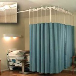 Plain Hospital Curtains, Color : Sky Blue, Length : 9 Feet