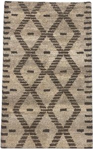 Geometric Patterned Gray and White Hand Tufted Wool Rug