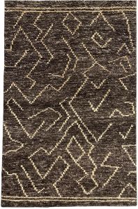 Hand Knotted Moroccan Tribal Brown & Ivory Shag Area Rug