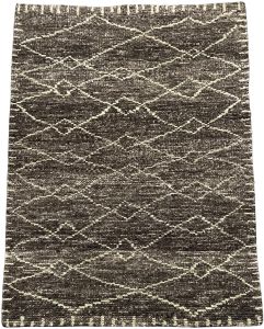 Hand Knotted Tribal Diamond Charcoal & Ivory Area Rug