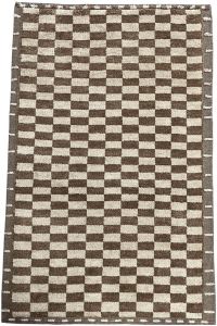Hand Woven Checkerboard Brown & Beige Area Rug