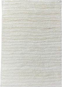 Hand Woven Solid Ivory Textured Shag Area Rug