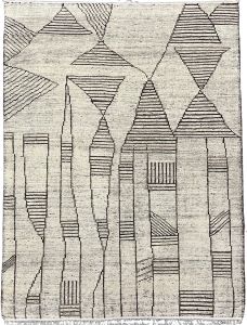 Modern Cream & Brown Abstract Geometric Plush Area Rug